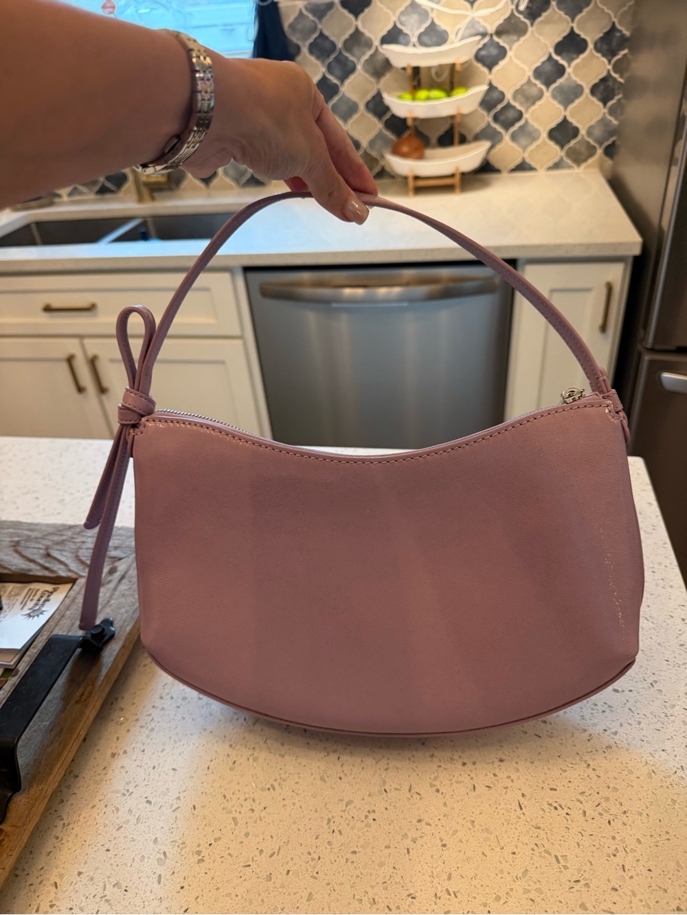 kate spade Lilac Leather Crescent Shoulder Bag - Picture 3 of 5